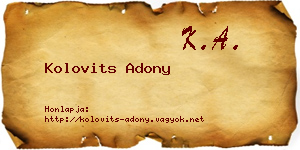 Kolovits Adony névjegykártya